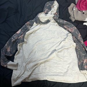 Gray Flower Hooded Sweater
